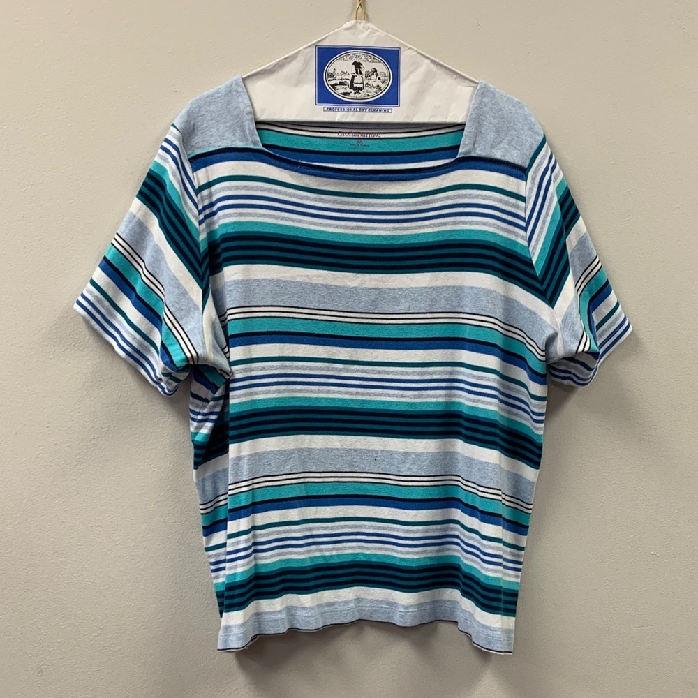 Croft & Barrow Blue and White Striped Top